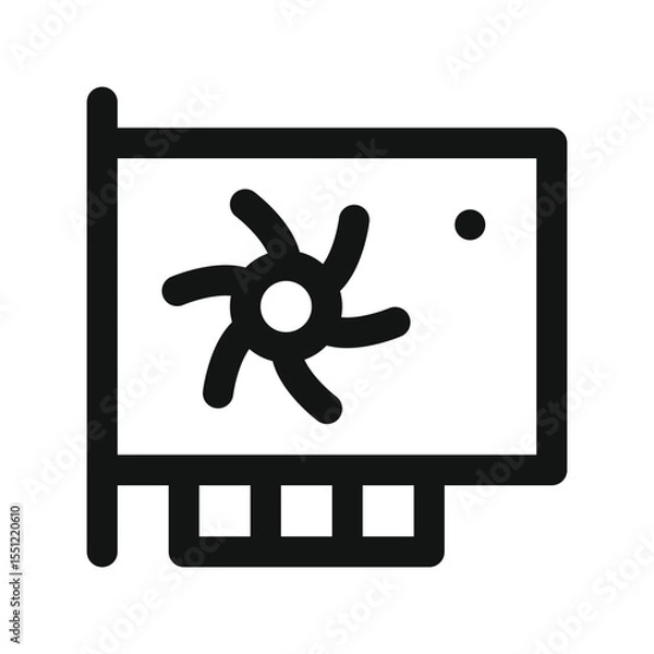 Obraz Video card UI icon, gpu with cooler simple line user interface vector symbol
