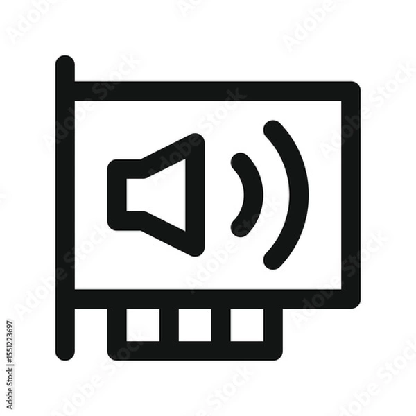 Obraz Sound card UI icon, sound blaster simple line user interface vector symbol