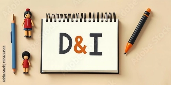 Fototapeta Diversity and Inclusion Concept with D & I Letters on Notepad and Figures