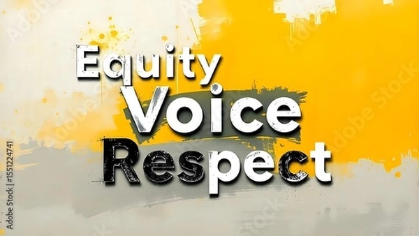 Fototapeta Equity Voice Respect Text with Abstract Yellow and Grey Background