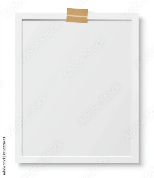 Fototapeta White framed blank paper secured with tan tape