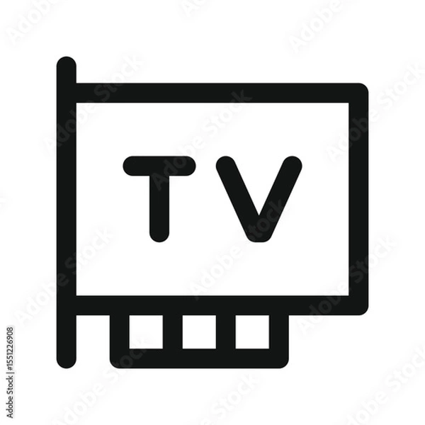 Obraz TV tuner card UI icon, smart tv card simple line user interface vector symbol