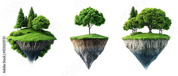 Obraz Floating Islands with Lush Trees and Unique Landscapes