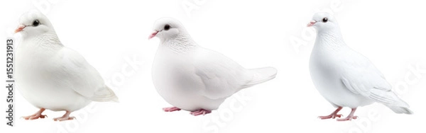 Obraz Three elegant white doves in various poses