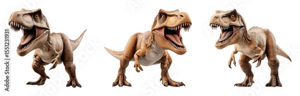 Obraz Realistic Tyrannosaurus Rex Dinosaur Models in Dynamic Poses