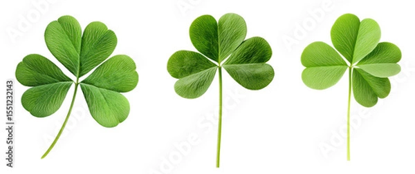 Obraz Three distinct clover leaves on a black background