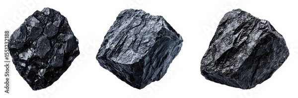 Obraz Collection of shiny black minerals on a dark background