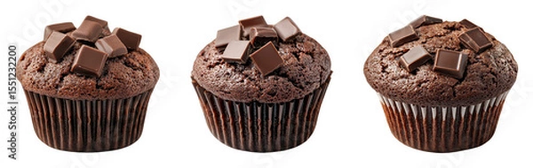Obraz Triple chocolate cupcakes with rich chocolate chunks