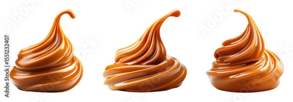 Obraz Swirls of caramel sauce on a black background
