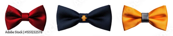 Obraz Elegant bow ties in vibrant colors on black background