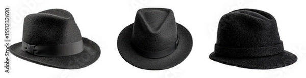 Obraz Stylish black fedoras in various angles