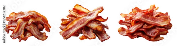 Obraz Assorted crispy bacon strips on a black background