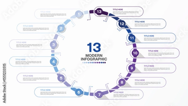 Fototapeta Basic infographic design 13 options or steps. 