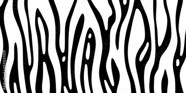 Fototapeta Abstract modern zebra skin pattern. Trendy horizontal background, modern ornament of stylized animal skin. Black and white decorative vector illustration