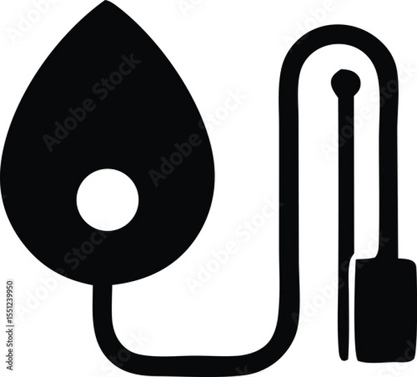 Obraz Stylized black and white illustration of a medical oxygen mask connected to a breathing tube and a portable oxygen tank