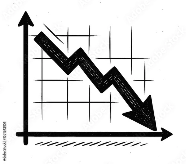Fototapeta A downward trend is shown on a graph