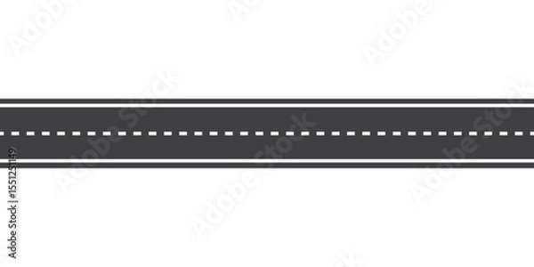 Obraz Straight asphalt road on a white background.