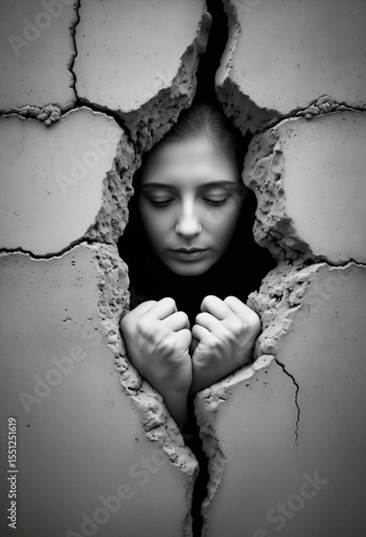 Fototapeta Breaking free concept with woman's hands