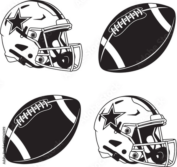 Fototapeta Quarterback Throwing Pass Silhouette

Touchdown Celebration Vector Design

Football Player in Action Silhouette

Helmet and Ball American Football Art

Team Huddle on Field Silhouette Scene