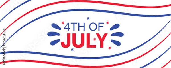Fototapeta USA border, American flag stars banner, 4th July, isolated with white background.