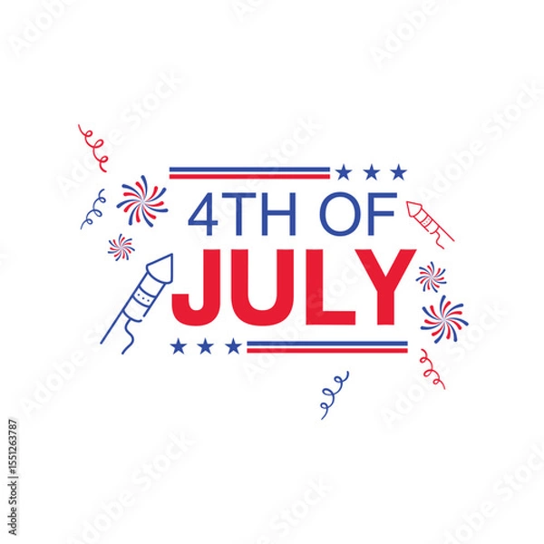Fototapeta USA border, American flag stars banner, 4th July, isolated with white background.