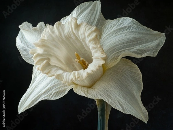 Obraz A macro shot capturing the delicate trumpet shape of a daffodil, fine textures visible