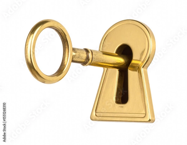 Obraz Key positioned on a black background emphasizing the concept of access, security, and unlocking possibilities in everyday life isolate on transparent background PNG