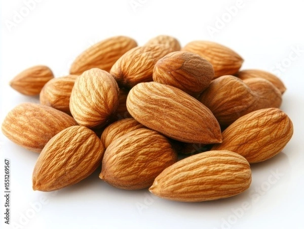Obraz A mix of walnuts and almonds on a clean white background