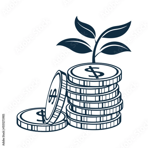 Fototapeta Minimalist design illustrating wealth creation