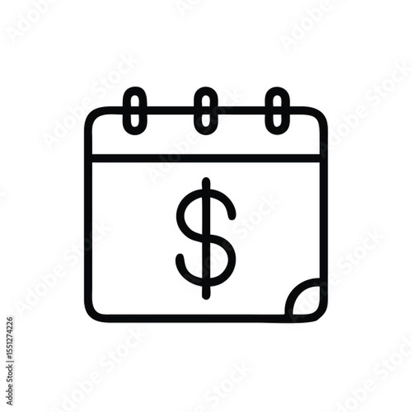 Fototapeta Financial calendar icon for payment schedule and money due date reminder vector graphic design