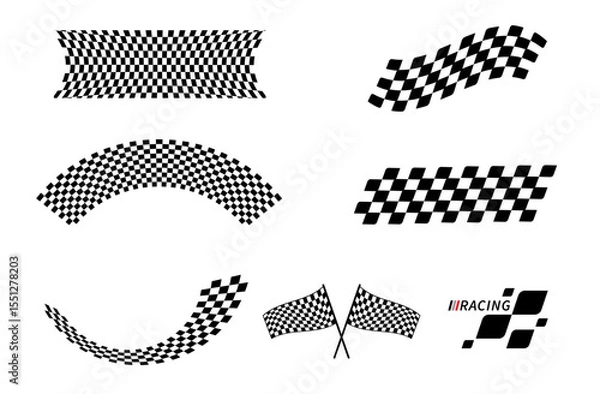 Fototapeta Start and finish flag. Race flag. Checkered flag. Racing stripes. Race motorsport graphics. Vector illustration
