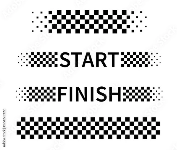Fototapeta Start and finish flag. Race flag. Checkered flag. Racing stripes. Race motorsport graphics. Vector illustration