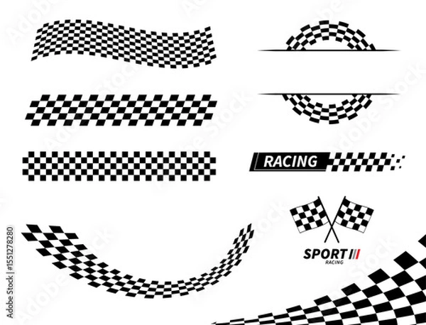 Fototapeta Start and finish flag. Race flag. Checkered flag. Racing stripes. Race motorsport graphics. Vector illustration