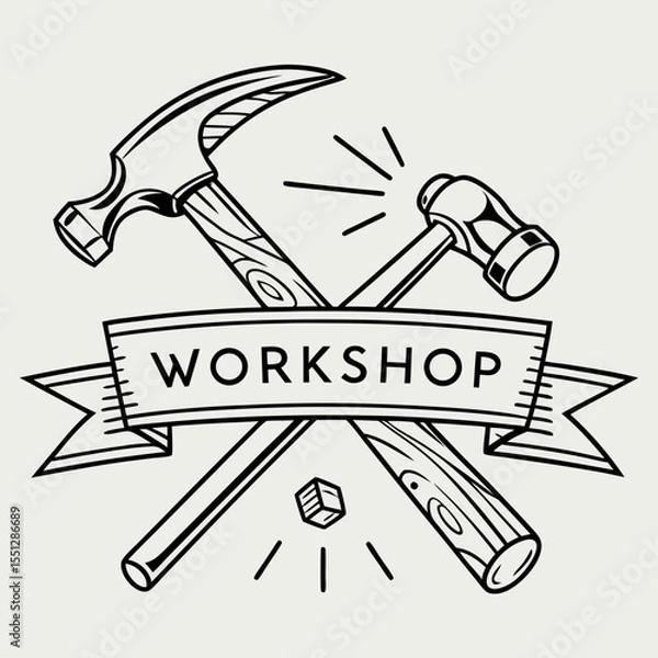 Obraz Handcrafted Workshop Emblem with Hammer Tools for Creative Projects and Designs