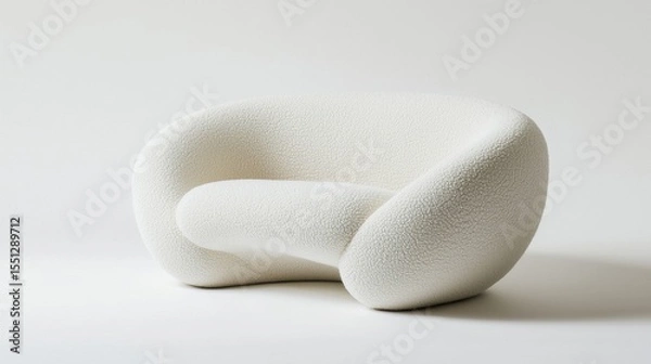 Fototapeta Stylish modern white sofa showcasing unique design in minimalist interior setting