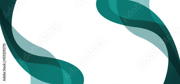 Obraz Emerald green abstract fluid wave border on a white background. Vector illustration