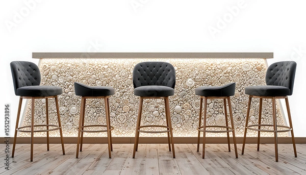 Obraz Set of Stylish Bar Stools – Modern Seating Furniture Design