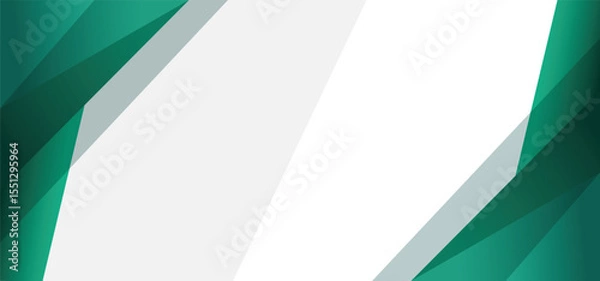 Obraz Emerald green and white abstract banner background vector with gradient color, geometric border, and copy space