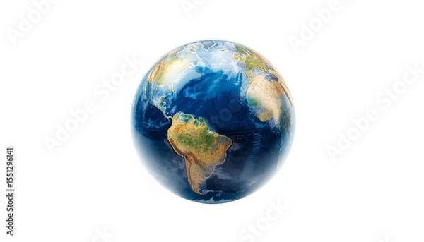 Fototapeta Revolving World Map Globe Isolated on Transparent Background – Educational and Geographic Concept