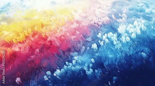 Fototapeta Colorful abstract painting depicting vibrant hues blending in a beautiful artistic composition