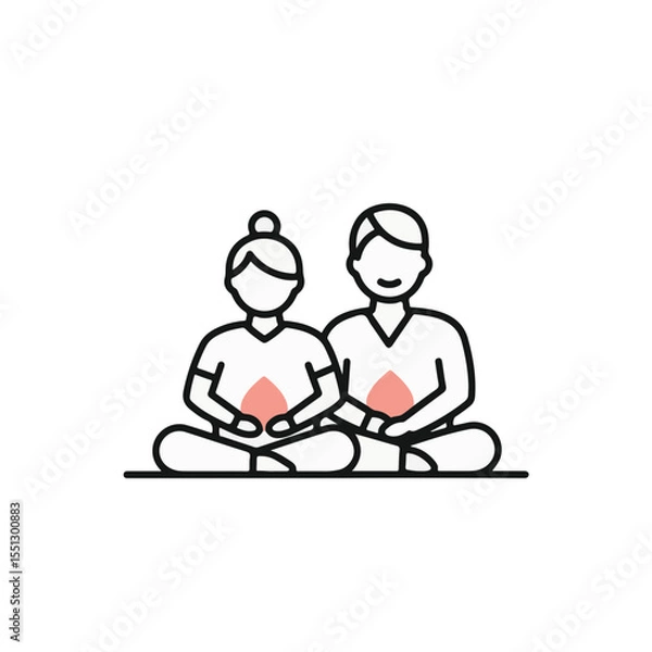 Fototapeta Two people meditating in a peaceful pose.