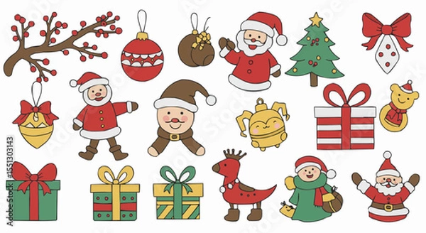 Fototapeta A collection of festive Christmas decorations.