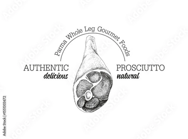 Fototapeta Authentic prosciutto logo template vector