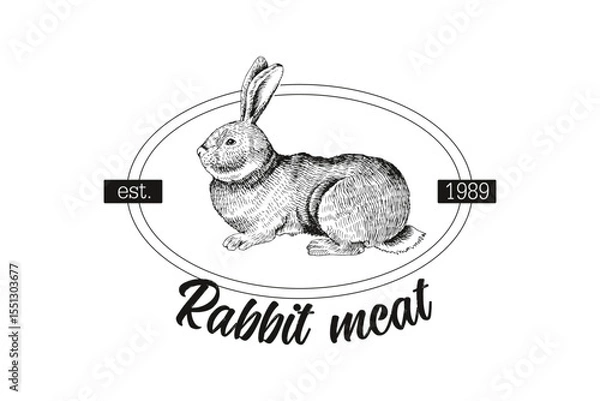Fototapeta Rabbit meat logo template vector