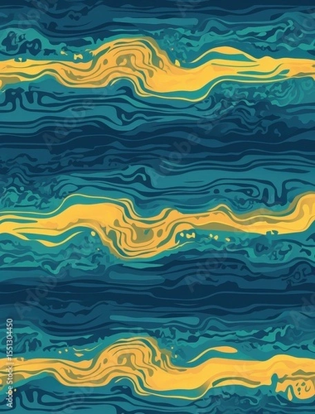 Obraz Abstract Blue and Gold Waves