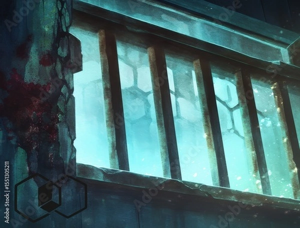 Obraz Grungy Prison Window, Dark Art