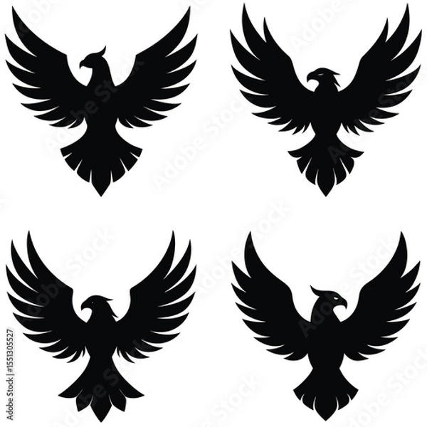 Fototapeta "Flying Eagle Silhouette Vector Set – Bold Bird of Prey Icons in Flight"

