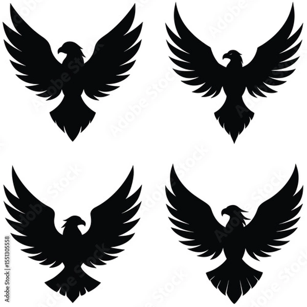 Fototapeta "Flying Eagle Silhouette Vector Set – Bold Bird of Prey Icons in Flight"

