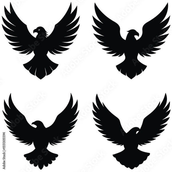 Fototapeta "Flying Eagle Silhouette Vector Set – Bold Bird of Prey Icons in Flight"

