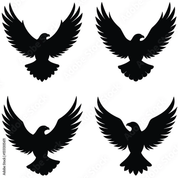 Fototapeta "Flying Eagle Silhouette Vector Set – Bold Bird of Prey Icons in Flight"

